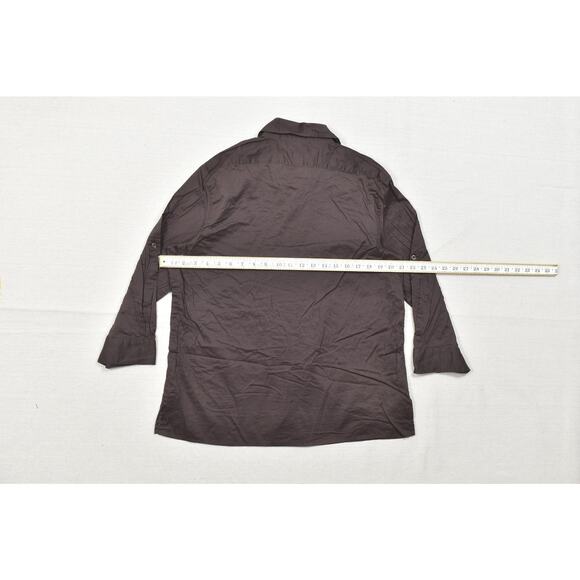 Chico's Brown 100% Cotton Long Sleeve Button-Down Top Size 2 - Picture 3 of 8